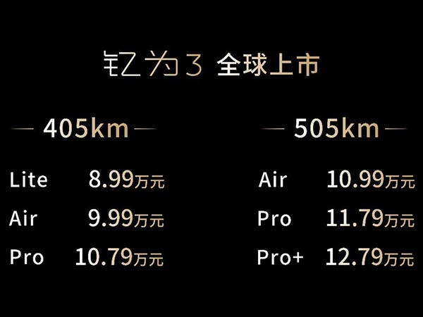 江淮钇为3正式上市 售价为8.99-12.79万