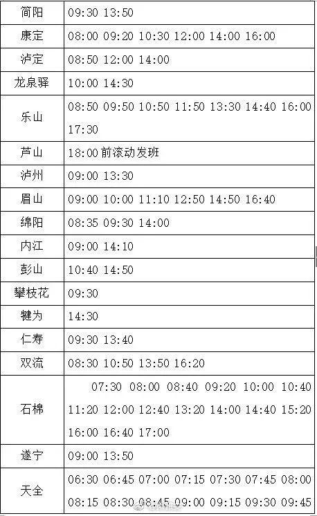 「奔走相告」雅安汽车站、西门车站最新班次表看这里~