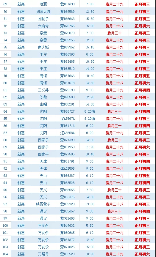 敖汉汽车站春节停运、发车时间公布！