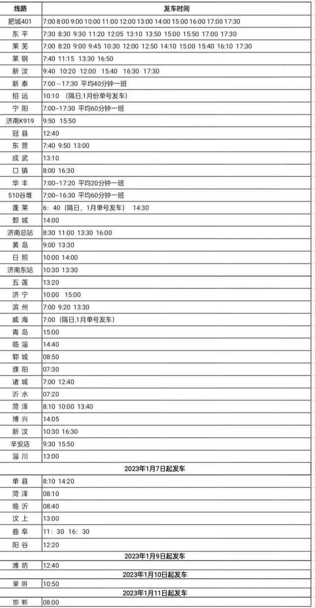 泰安汽车总站2023年春运最新班次运行计划发布