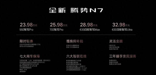 升级为双腔空悬，新款腾势N7售价23.98万元起