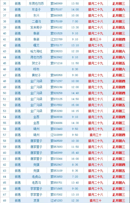 敖汉汽车站春节停运、发车时间公布！