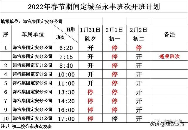 网络中国节•春节丨注意查收！海汽定安汽车站春节发班表出来啦